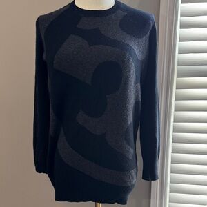 Tory Burch Black and Gray Crewneck Sweater